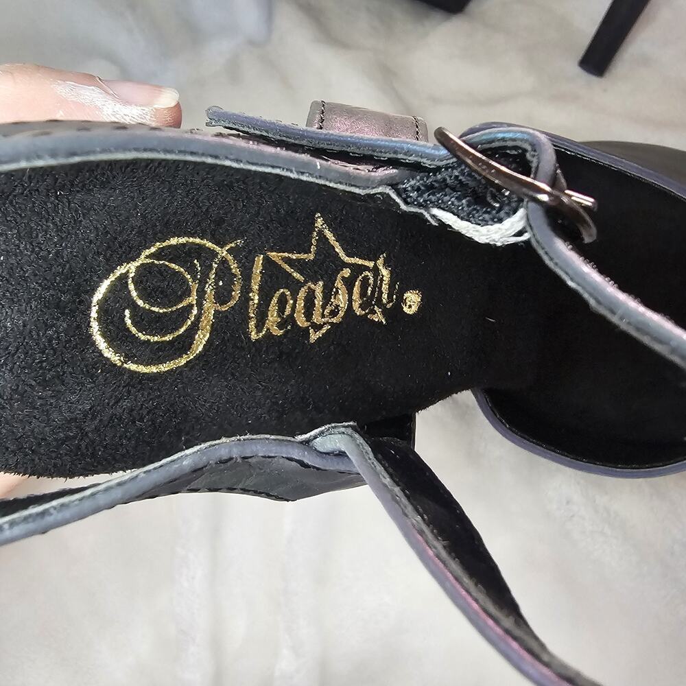 Pleaser Iridescent Purple & Green 7 inch Platform Heels Size 7 Pole Stripper - Picture 5 of 7